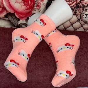 Hello Kitty Pink Socks with Red and White Accents